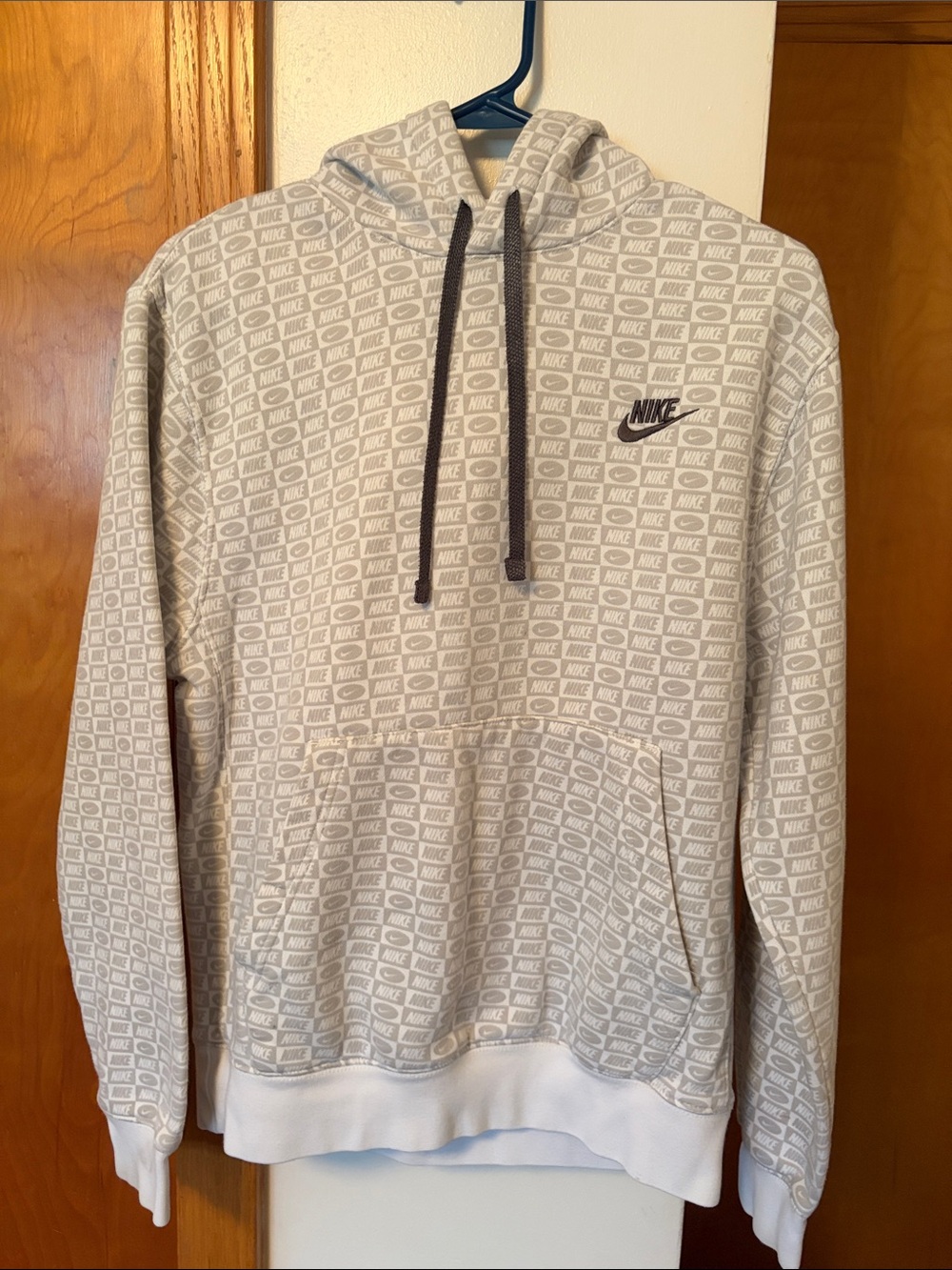 Nike Men’s White Repeat Logo Crewneck Hoodie